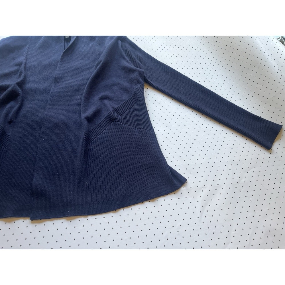 Verve Ami Navy Open Front Ribbed Knit Cardigan Sweater Large - Picture 3 of 8